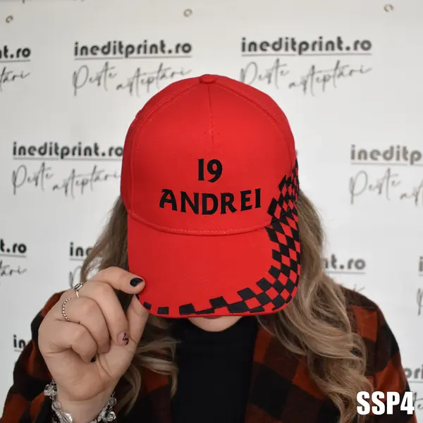 Sapca cu personalizare BRODATA pentru adulti SSP5 GRAND PRIX, ROȘU CU NEGRU