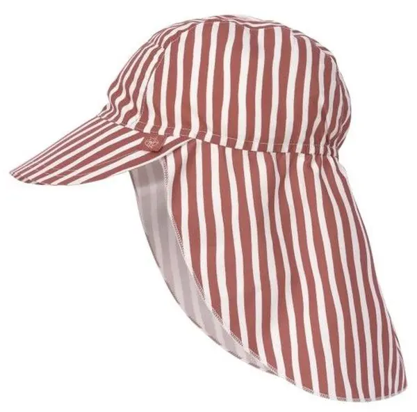 Șapcă de protecție cu cozoroc Lassig - Splash & Fun, Stripes Red, mărimea 43/45, 3-6 luni