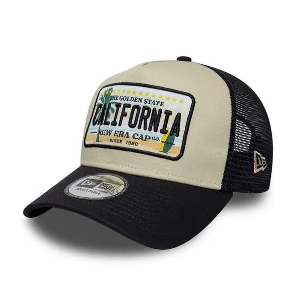 Sapca New Era Cali Licence Plate 9FORTY A-Frame Trucker Adjustable Cap Navy