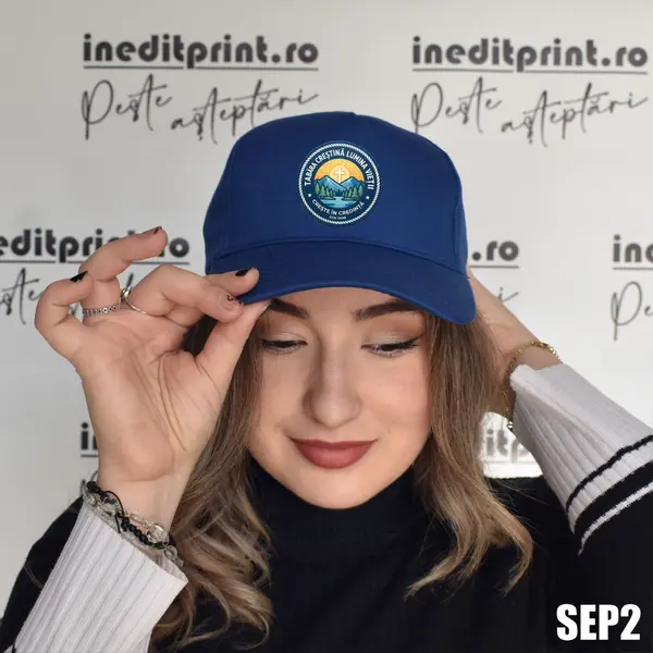 Sapca personalizata pentru adulti cu logo Tabara SEP2 Albastru, BOSTON