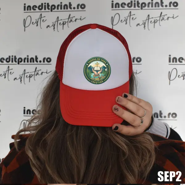 Sapca personalizata pentru adulti cu logo Tabara SEP2 Rosu, TRUCKER
