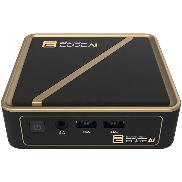 SAPPHIRE Mini PC Sapphire Edge AI 340 cu procesor AMD Ryzen™ AI 5 PRO 340 pana la 4.8GHz, fara RAM, fara SSD, AMD Radeon™ 840M, NO OS, Negru/Auriu