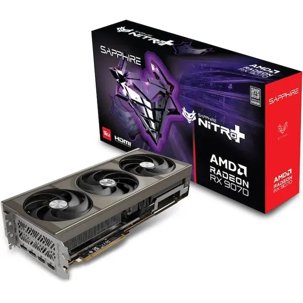 SAPPHIRE Placa video SAPPHIRE NITRO+ AMD RADEON™ RX 9070 GAMING OC, 16GB GDDR6, 256-bit