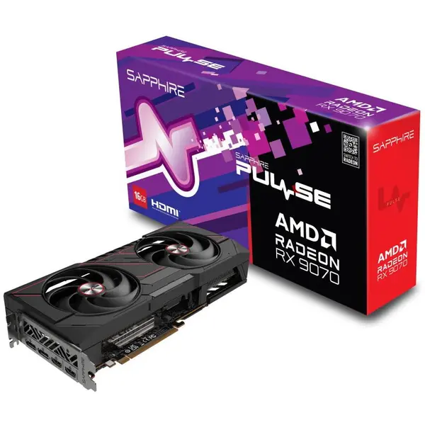 SAPPHIRE Placa video SAPPHIRE PULSE, AMD Radeon RX 9070, 16GB GDDR6, 256 bit