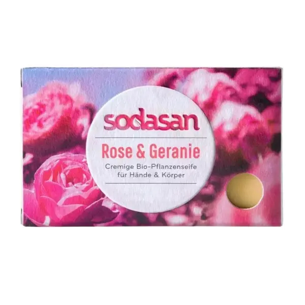 Sapun Bio cu Trandafiri si Geranium, 100 g, Sodasan, LaVera And Sante