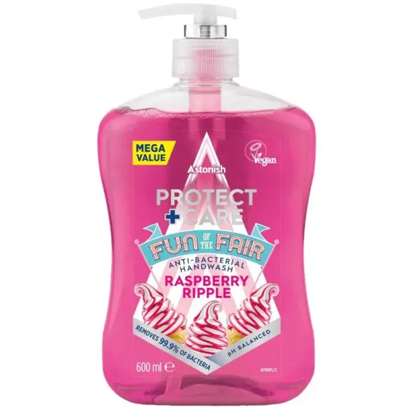 Sapun Lichid Antibacterian Protect+ Care Zmeura, 600 ml, Astonish