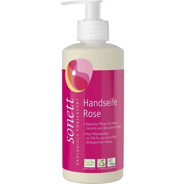 Sapun lichid cu trandafir bio pentru maini si corp - 300 ml