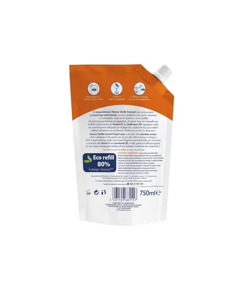 Sapun lichid doypack refill 750 ml Natura Vanilie si caramel