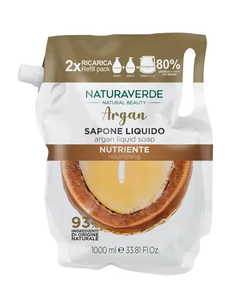 Sapun lichid rezerva cu argan nutritiv, 1000ml, Natura Verde