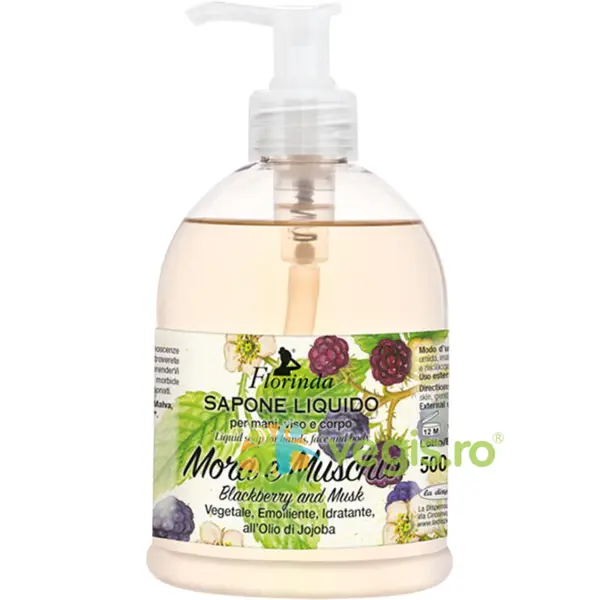 Sapun Lichid Vegetal Hidratant cu Mure, Mosc si Ulei de Jojoba Florinda 500ml