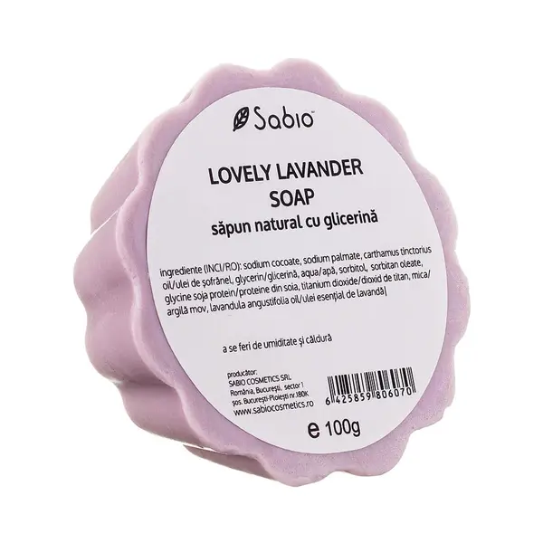 Sapun natural cu glicerina Lovely Lavender, 100g, Sabio