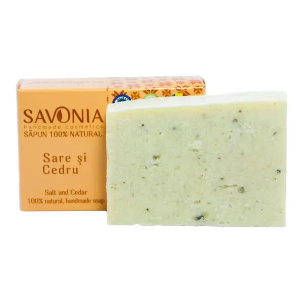 Sapun natural pentru maini si corp Sare si Cedru, 90g, Savonia