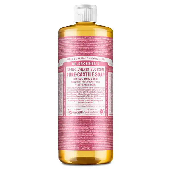 Sapun Organic de Castilia 18-in-1, Cherry Blossom (Lichid) - 945 ml