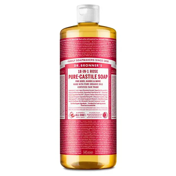 Sapun Organic de Castilia 18-in-1, Trandafiri (Lichid) - 945 ml