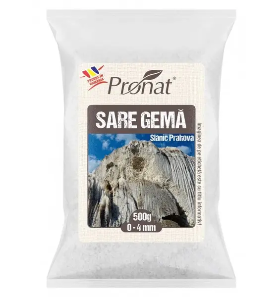 Sare alimentara, neiodata, neaditivata, Slanic Prahova, gema 0-4 mm, 500 g, Pronat