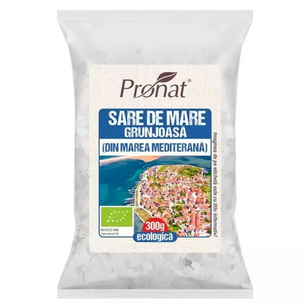 Sare de Mare Bio Grunjoasa, din Marea Mediterana, 300 g, Pronat