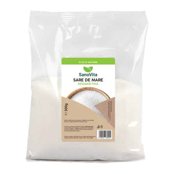 Sare de mare fina neiodata, 500g, SanoVita
