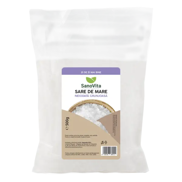 Sare de mare grunjoasa neiodata, 500g, SanoVita