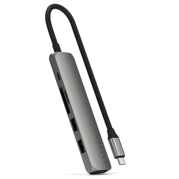 Satechi Adaptor Satechi 6-in-1 USB-C Slim Multiport, Hub, Docking Sation, 4K HDMI, USB-A 3.2, USB-C, micro/SD, Gri