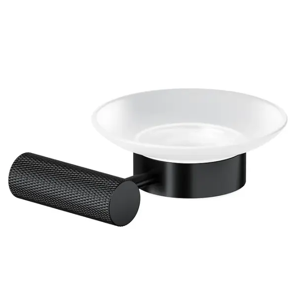 Savoniera cu sticla mata, montare pe perete, negru, Cersanit Zen