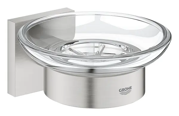 Savoniera Grohe, Start Cube Soap Dish w.holver, montare pe perete, fixare ascunsa, cu suport, super steel, crom mat