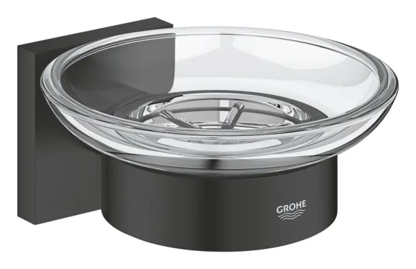 Savoniera Grohe, Start Cube Soap Dish w.holver, montare pe perete, fixare ascunsa, cu suport, negru