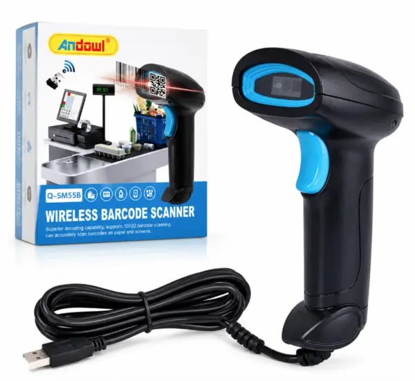 Scanner coduri de bare 1D 2D si QR Q SM3B Andowl cu cablu IP54 indicator LED USB ABS