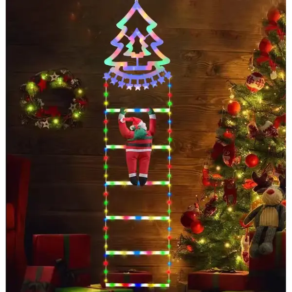 Scara decorativa Mos Craciun cu LED multicolor IP65 pentru interior si exterior 160 x 25 cm