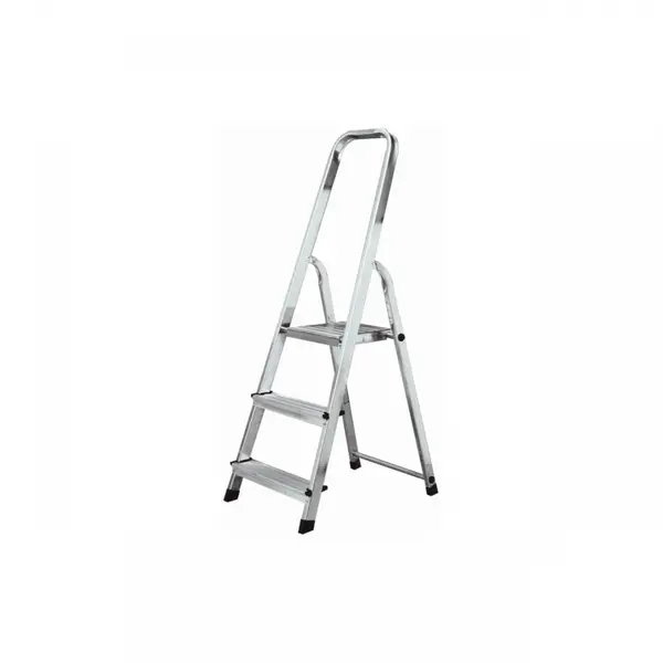 Scara dubla cu trepte pe o parte din aluminiu, Krause, Corda, 2.55m inaltime lucru, 3 trepte, pliabila