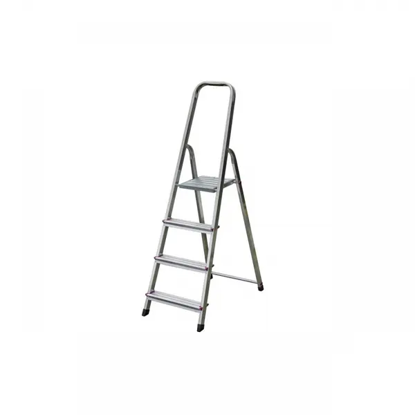 Scara dubla cu trepte pe o parte din aluminiu, Krause, Corda, 2.80m inaltime lucru, 4 trepte, pliabila