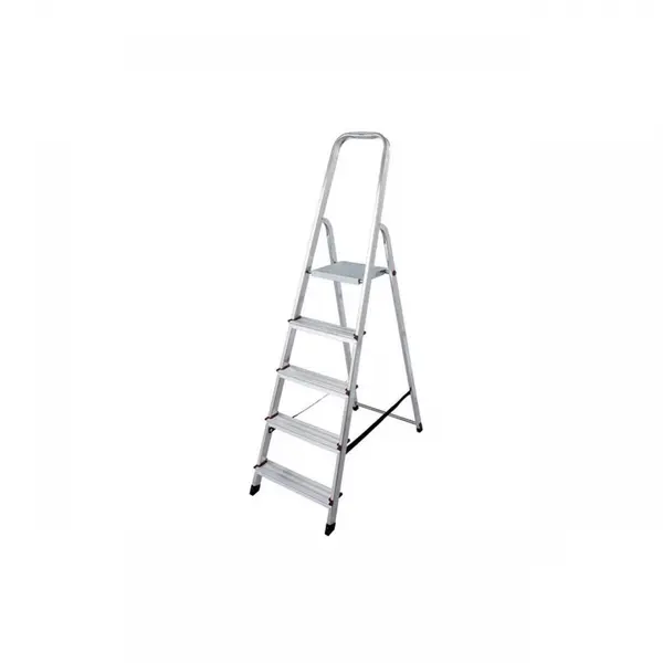 Scara dubla cu trepte pe o parte din aluminiu, Krause, Corda, 3.00m inaltime lucru, 5 trepte, pliabila