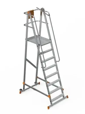 Scara industriala rabatabila (pliabila) din aluminiu cu 7 trepte si platforma h=207cm, inaltime de lucru 4,1m - CNO-SME-FWPL17