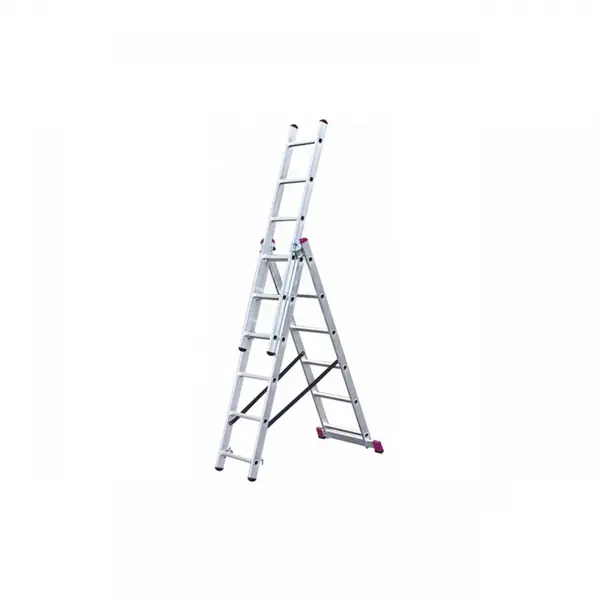 Scara multifunctionala cu functie de egalizare din aluminiu Krause, 4.55 m inaltime lucru, 3x6 trepte, pliabila