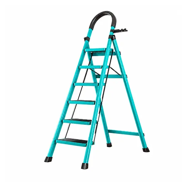 Scara pliabila metalica 6 trepte, DEPOX , antiderapanta, compacta, albastru, 173 cm