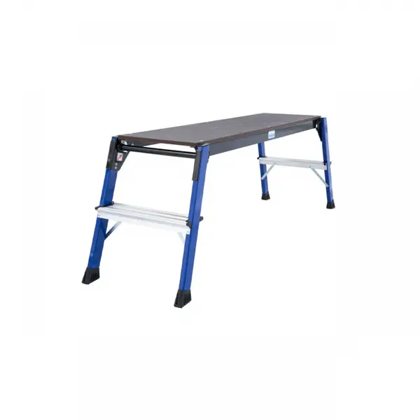 Scara tip platforma cu trepte pe doua parti din aluminiu, Krause, Monto "StepTop", 2.45m inaltime lucru, lungime platforma 1m, 2 trepte, pliabila
