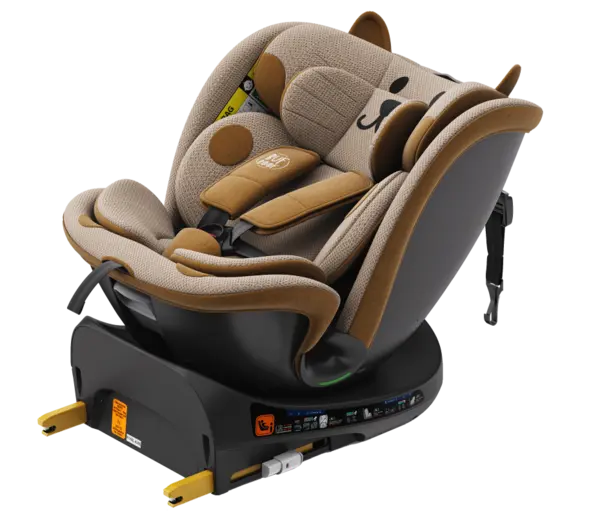 Scaun auto Buf Boof B-Joy Deluxe OrangeCat iSize cu isofix, pozitie somn 155 grade, rotativ 360 grade, 40-150 cm