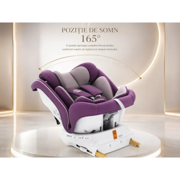 Scaun auto Buf Boof P100 Purple, i-size R129, rotativ 360, isofix, 40-150 cm, 0-36 kg