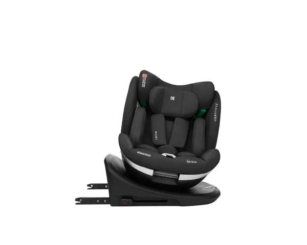 Scaun auto copii i-Size R129 KikkaBoo I-Drive Black 40-150 cm,rear facing pana la 105cm,sezut rotativ,fixare cu Isofix,SPS,9 nivele reglare tetiera,pernuta reductor