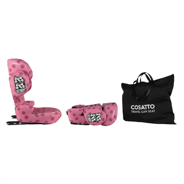Scaun auto Cosatto Ninja i-Go Cherry Pie 100x150 cm, i-Size, pliere compacta, testare ADAC, material eco, tetiera reglabila, huse detasabile, geanta de transport