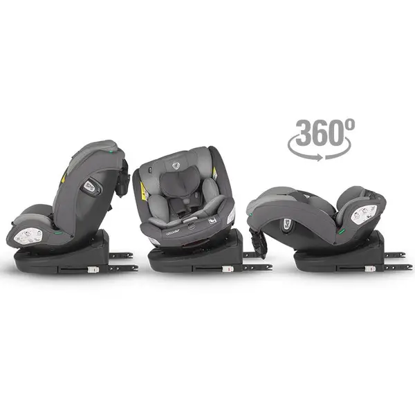 Scaun auto cu Isofix Coccolle Nyota Diamond Black 40-150 cm, i-Size, 4 pozitii inclinare, Rotire 360 cu o singura mana, Tetiera reglabila, Husa detasabila, Sistem antibasculare Top Tether, Pozitie somn, 0-12 ani