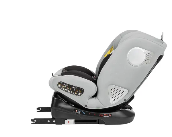 Scaun auto cu isofix KikkaBoo 40-150 cm i-Moove i-SIZE Light Grey,sezut rotativ,ancora Top Tether,SPS-protectie impact lateral,tetiera reglabila in 13 pozitii,tetiera cu spuma de memorie,salteluta reductor inclusa