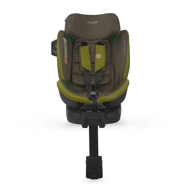 Scaun auto iSize Coccolle Mago Olive Khaki 40-150 cm, isofix, picior de fixare, rotire 360 grade, tetiera reglabila