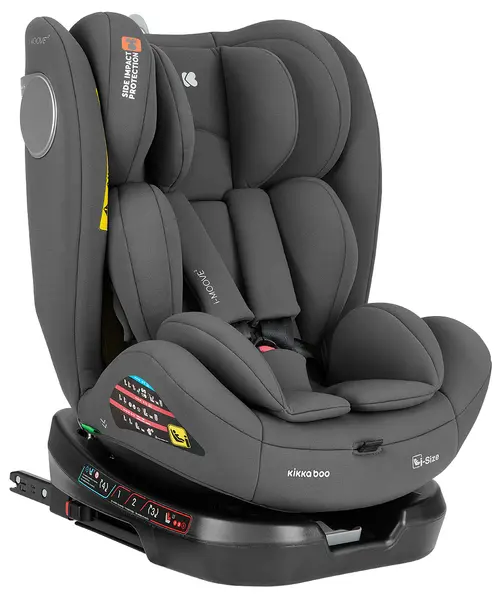 Scaun auto KikkaBoo - i-Moove 2, IsoFix, i-Size, 40-150 cm, Dark Grey