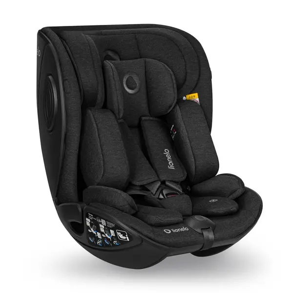 Scaun auto, Lionelo, Moxie Next, i-Size, 40-105 cm, Tetiera reglabila pe 8 trepte, Inclinare spatar in 5 pozitii, Carcasa ventilata, Din bambus, Protectie avansata, Husa detasabila, Conform cu R129, Negru