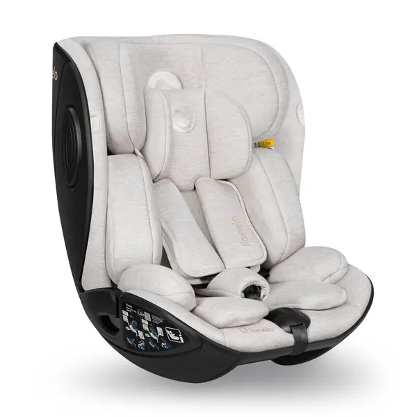 Scaun auto, Lionelo, Moxie Next, i-Size, 40-105 cm, Tetiera reglabila pe 8 trepte, Inclinare spatar in 5 pozitii, Carcasa ventilata, Din bambus, Protectie avansata, Husa detasabila, Conform cu R129, Bej