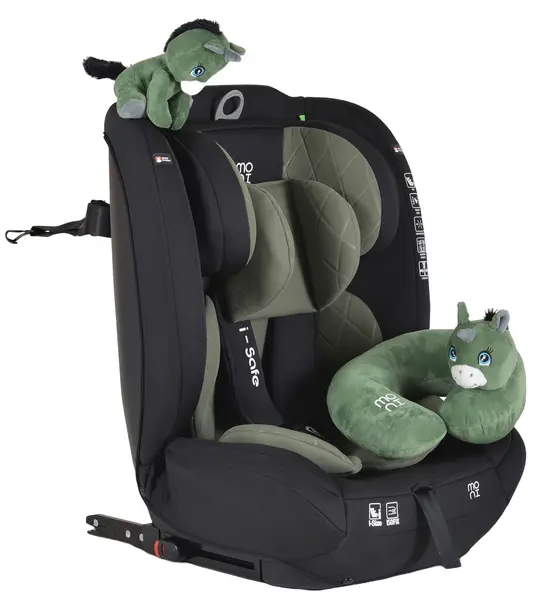 Scaun auto Moni - i-Safe, i-Size, IsoFix, 76-150 cm, verde + jucărie cadou