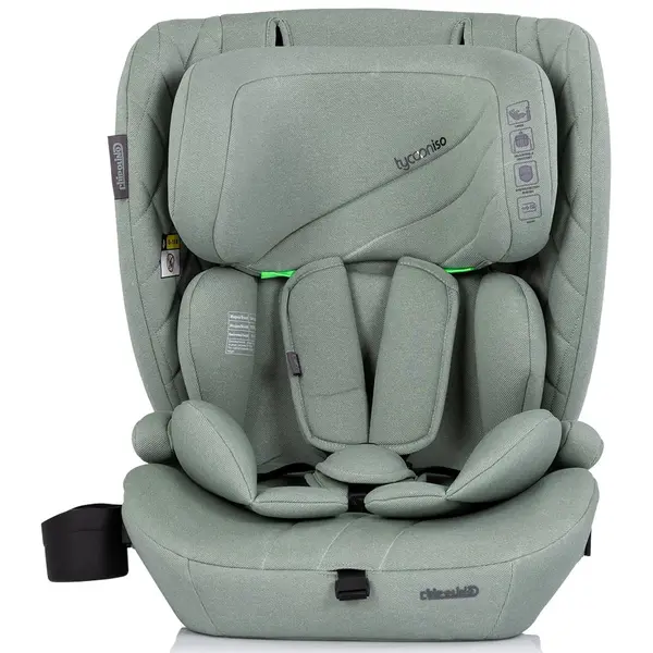 Scaun auto pentru copii Chipolino Tycoon Iso Basil i-Size 76-150 cm cu sistem isofix, top tether, protectie la impact lateral SPS, tetiera reglabila, husa detasabila, suport pahar