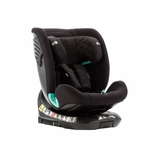 Scaun auto pentru copii cu isofix 4 in 1, Adamex Trip, omologat R129 i-Size, rotativ, cu picior de fixare, 12 niveluri de ajustare a suportului pentru cap, 40-150 cm sau 0-12 ani, Negru