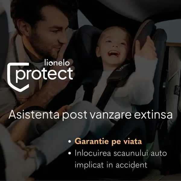 Scaun auto pentru copii Lionelo Levi Fix Albastru, i-Size, 76-150 cm, 123, isofix + Top Tether, tetiera reglabila, testat la impact, conform cu R129