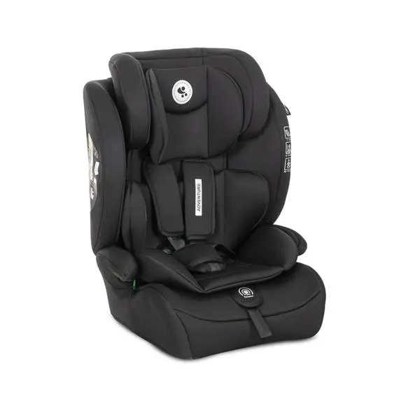 Scaun auto pentru copii Lorelli Adventure Black i-Size, 15 luni-12 ani, 76-150 cm, tetiera reglabila, husa detasabila